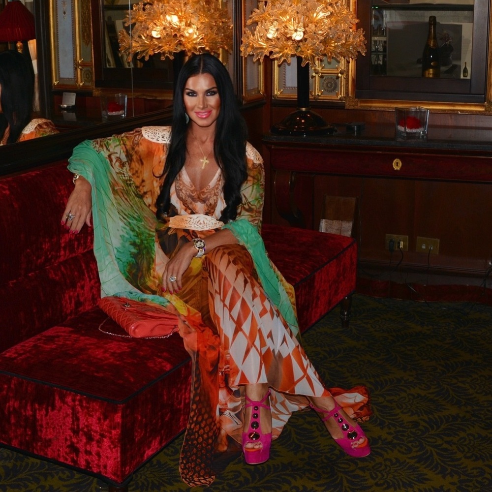 Vibrant Orange and Green Maxi Dress